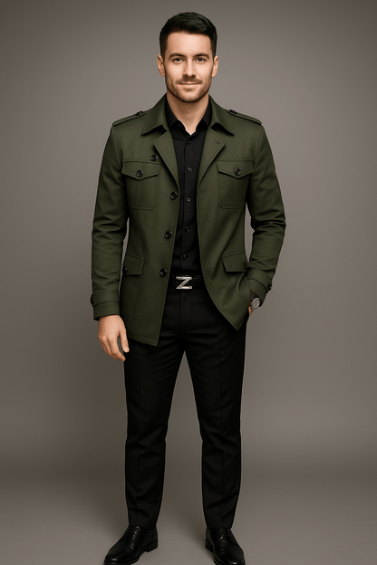 Marveille | Emil – Manteau trench mi-long pour homme à double boutonnage et coupe structurée