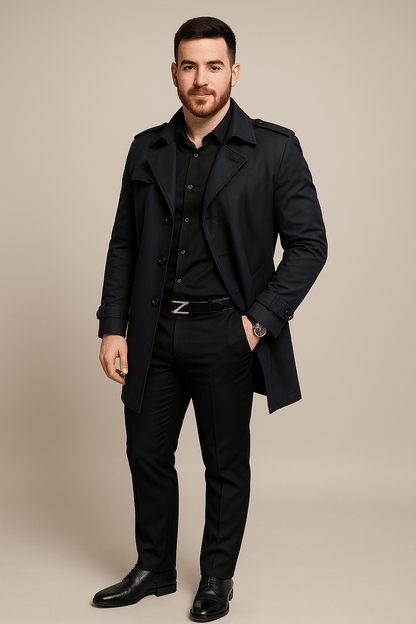 Marveille | Emil – Manteau trench mi-long pour homme à double boutonnage et coupe structurée
