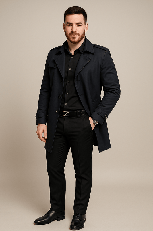 Marveille | Emil – Manteau trench mi-long pour homme à double boutonnage et coupe structurée
