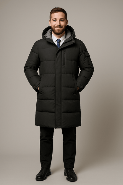 Marveille | Ewan – Veste longue pour hommes, isolée et imperméable avec capuche