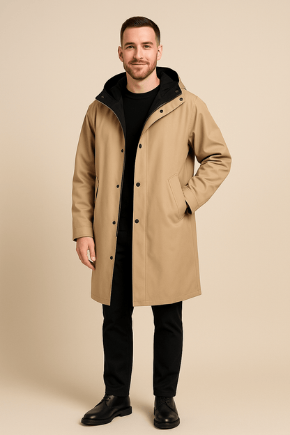 Marveille | Henrik – Manteau long bicolore à capuche pour homme