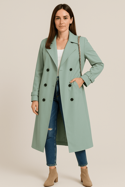 Marveille | Isha – Manteau trench féminin décontracté à double boutonnage avec ceinture à la taille