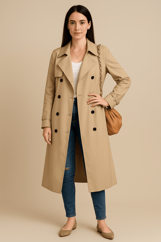 Marveille | Isha – Manteau trench féminin décontracté à double boutonnage avec ceinture à la taille