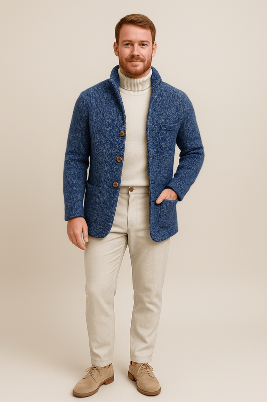 Marveille | Jesper – Gilet en Tricot Épais pour Homme avec Col Montant et Boutonnage