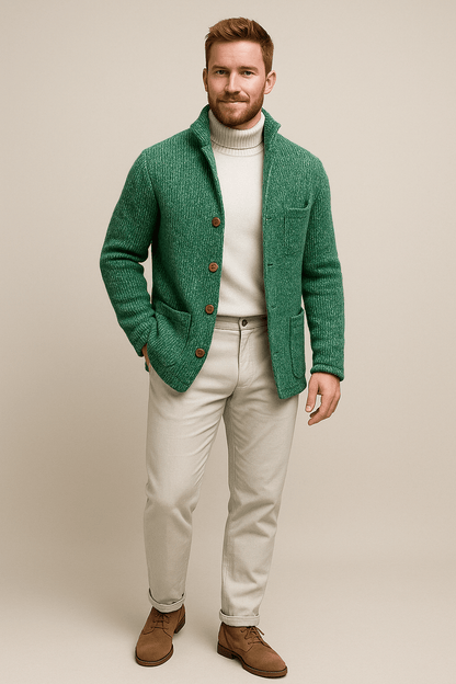 Marveille | Jesper – Gilet en Tricot Épais pour Homme avec Col Montant et Boutonnage