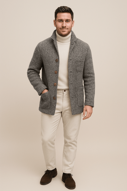 Marveille | Jesper – Gilet en Tricot Épais pour Homme avec Col Montant et Boutonnage