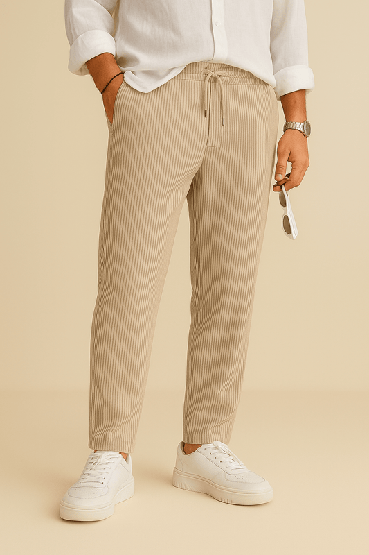 Marveille | Pantalons Jim en velours luxueux avec texture élégante et taille à cordon