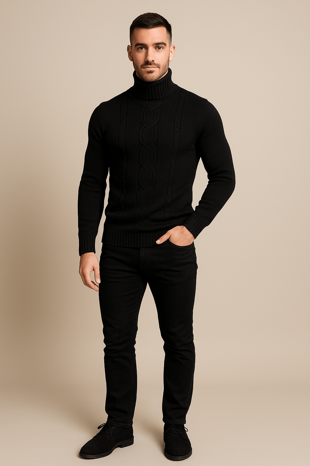 Marveille | Lawrence – Pull en maille torsadée pour homme avec poignets côtelés