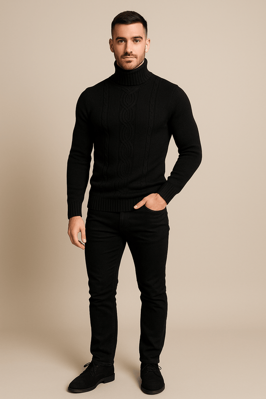 Marveille | Lawrence – Pull en maille torsadée pour homme avec poignets côtelés