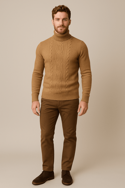 Marveille | Lawrence – Pull en maille torsadée pour homme avec poignets côtelés