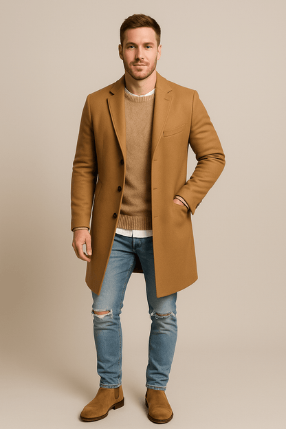 Marveille | Magnus – Manteau long sur mesure pour homme avec col à revers