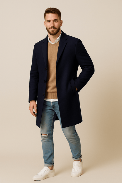 Marveille | Magnus – Manteau long sur mesure pour homme avec col à revers