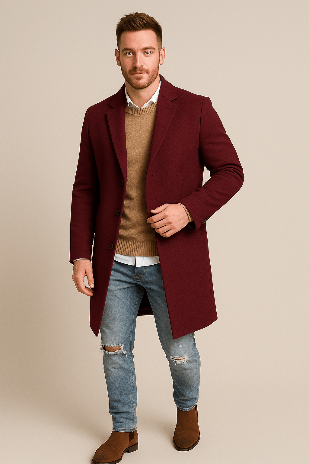 Marveille | Magnus – Manteau long sur mesure pour homme avec col à revers
