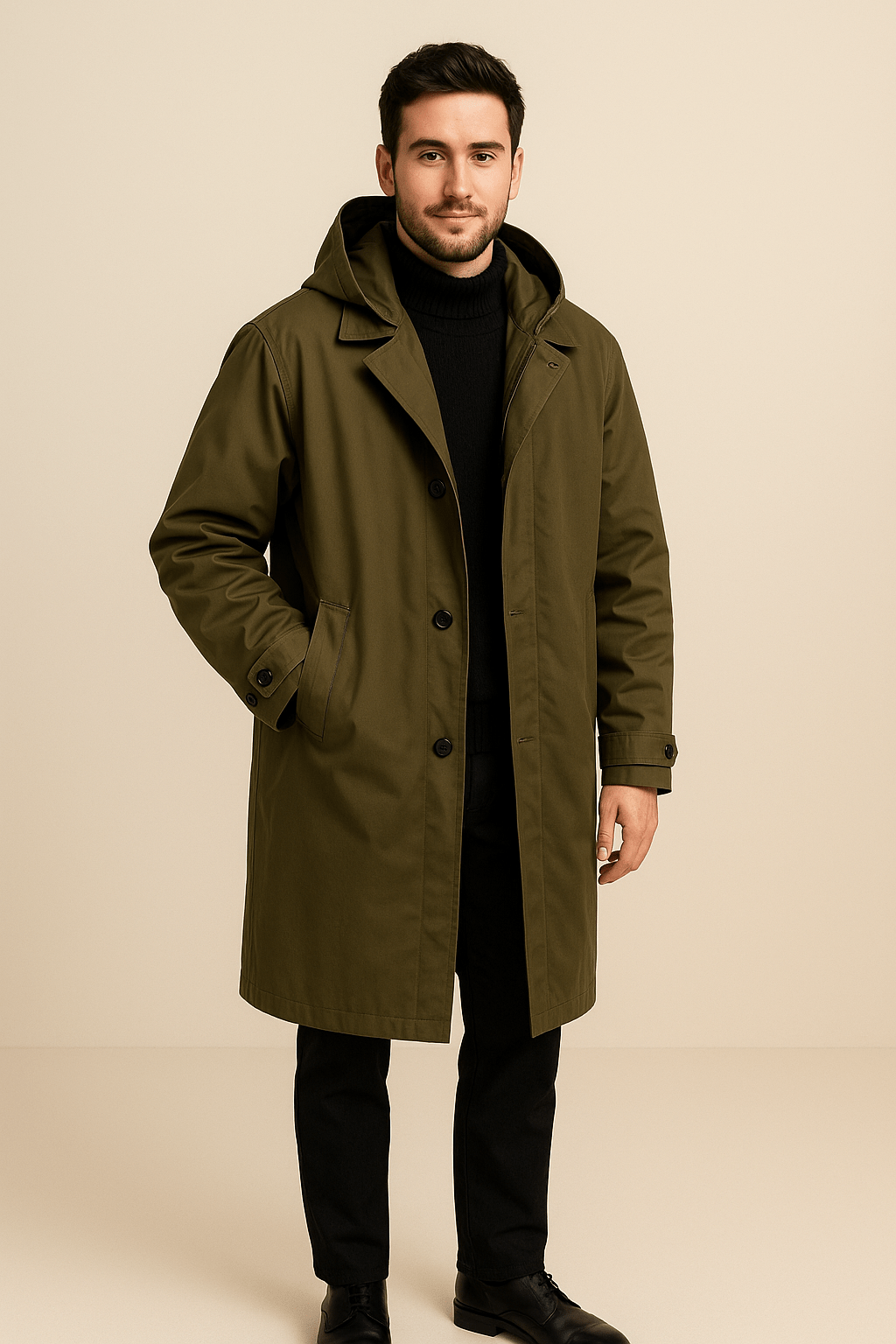 Maison Marveille | Nikolai – Manteau Trench en Laine Mélangée pour Homme à Double Boutonnage