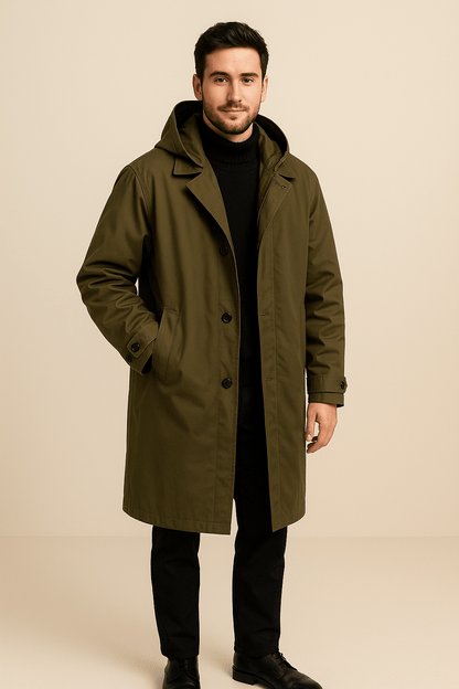Marveille | Nikolai – Manteau Trench en Laine Mélangée pour Homme à Double Boutonnage