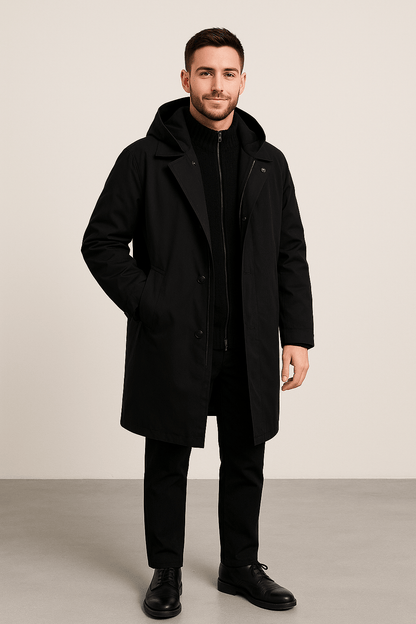Marveille | Nikolai – Manteau Trench en Laine Mélangée pour Homme à Double Boutonnage