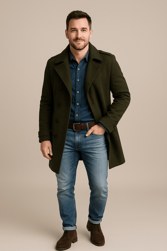 Marveille | Olav – Manteau en Laine pour Homme à Taille Ceinturée et Coupe Slim