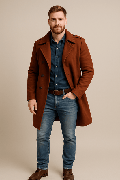 Marveille | Olav – Manteau en Laine pour Homme à Taille Ceinturée et Coupe Slim