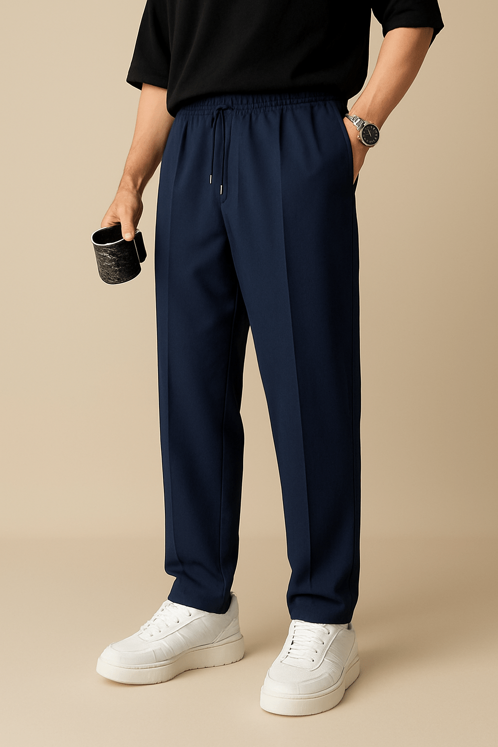 Marveille | Pantalon Chino Plissé à Taille Confort Ajustable