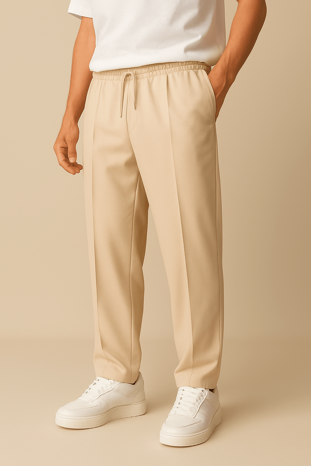 Marveille | Pantalon Chino Plissé à Taille Confort Ajustable