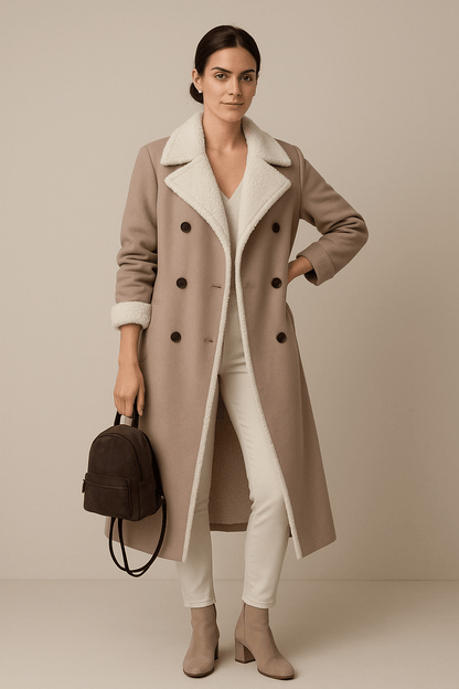 Marveille | Sienna – Manteau oversized ceinturé pour femmes avec doublure en fausse fourrure