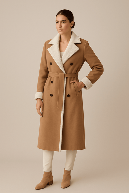 Marveille | Sienna – Manteau oversized ceinturé pour femmes avec doublure en fausse fourrure