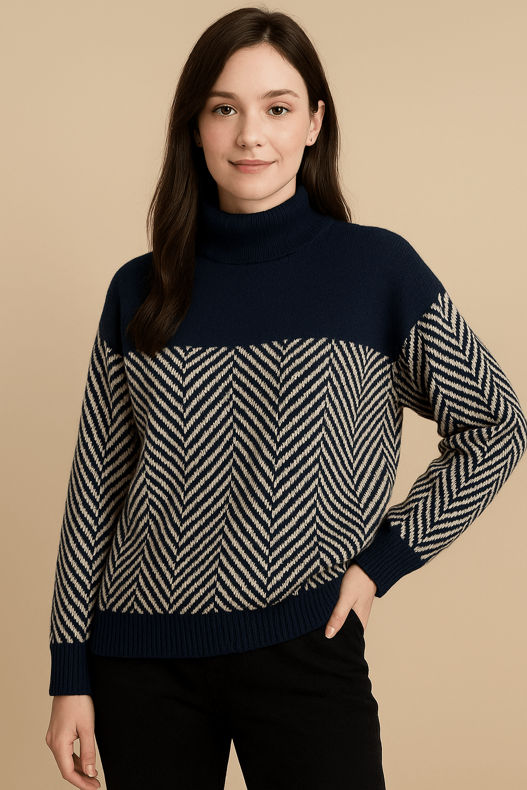 Maison Marveille | Pull en tricot rayé à manches longues – Style décontracté